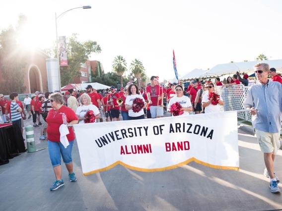 Alumni Band marching in parade