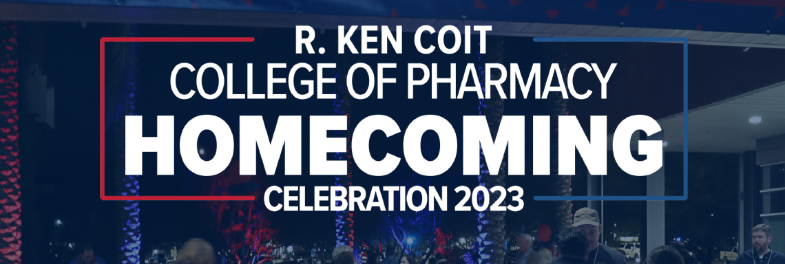 A photograph of the R. Ken Coit College of Pharmacy Homecoming Celebration 2023 banner. 